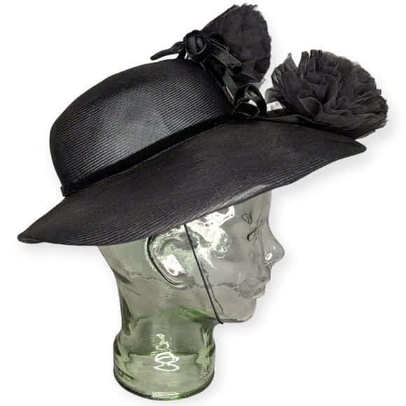 Vintage Millinery Design Studio Black Derby Wide Brim Hat main image 7